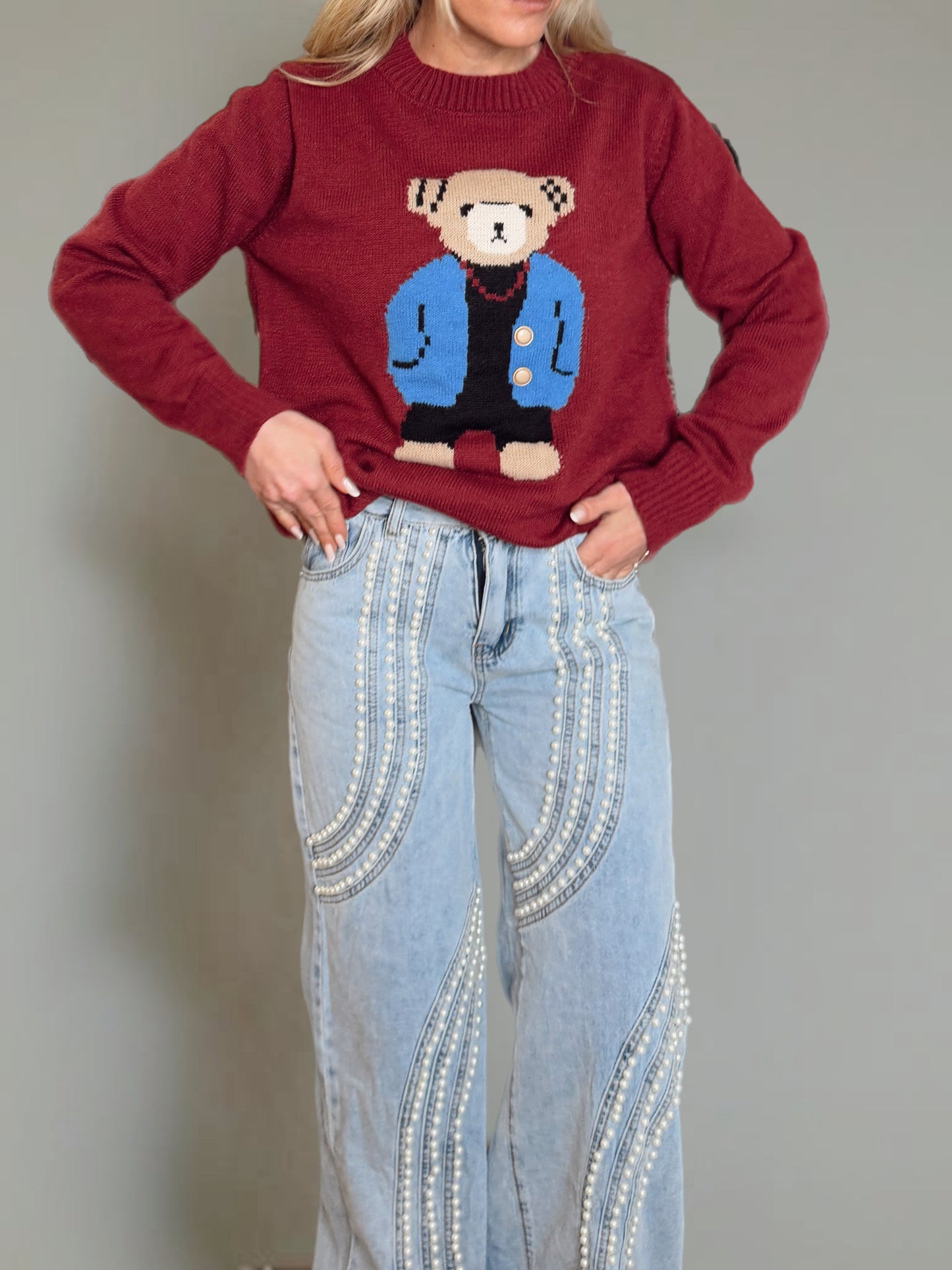Pull Teddy Bordeaux