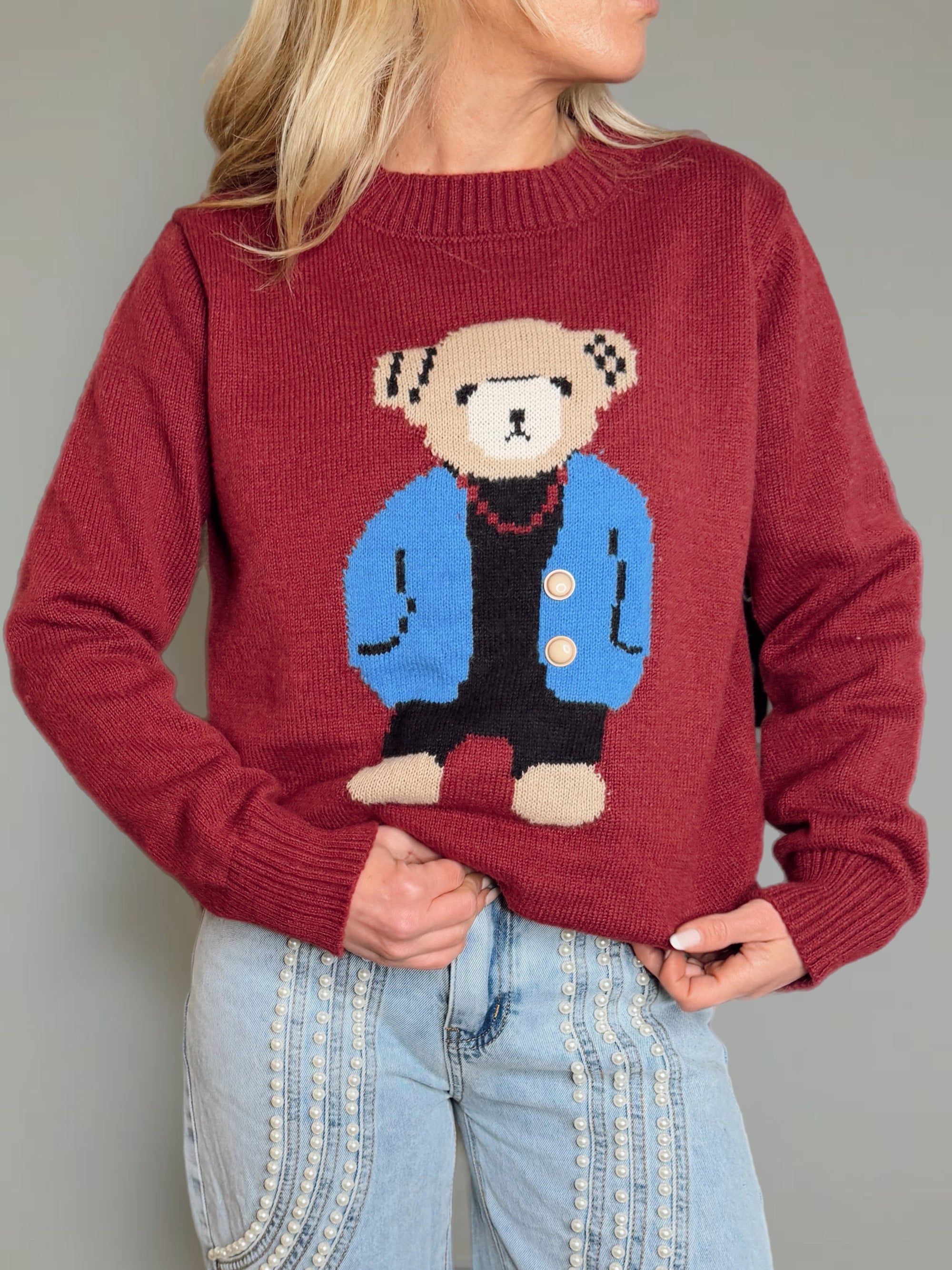 Pull Teddy Bordeaux